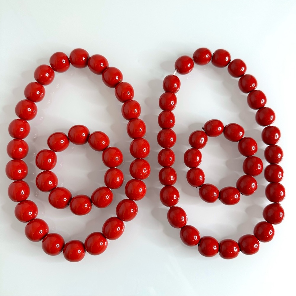 Red beaded necklace and bracelet set - two sets